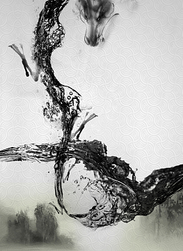 山水泼墨地产海报背景素材