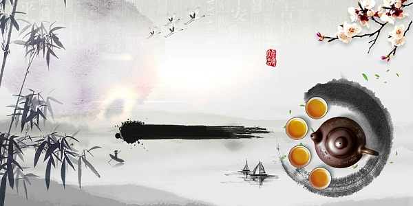 中国风普洱茶背景素材