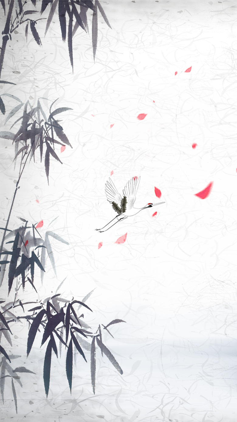 中国风竹叶psd分层h5背景素材