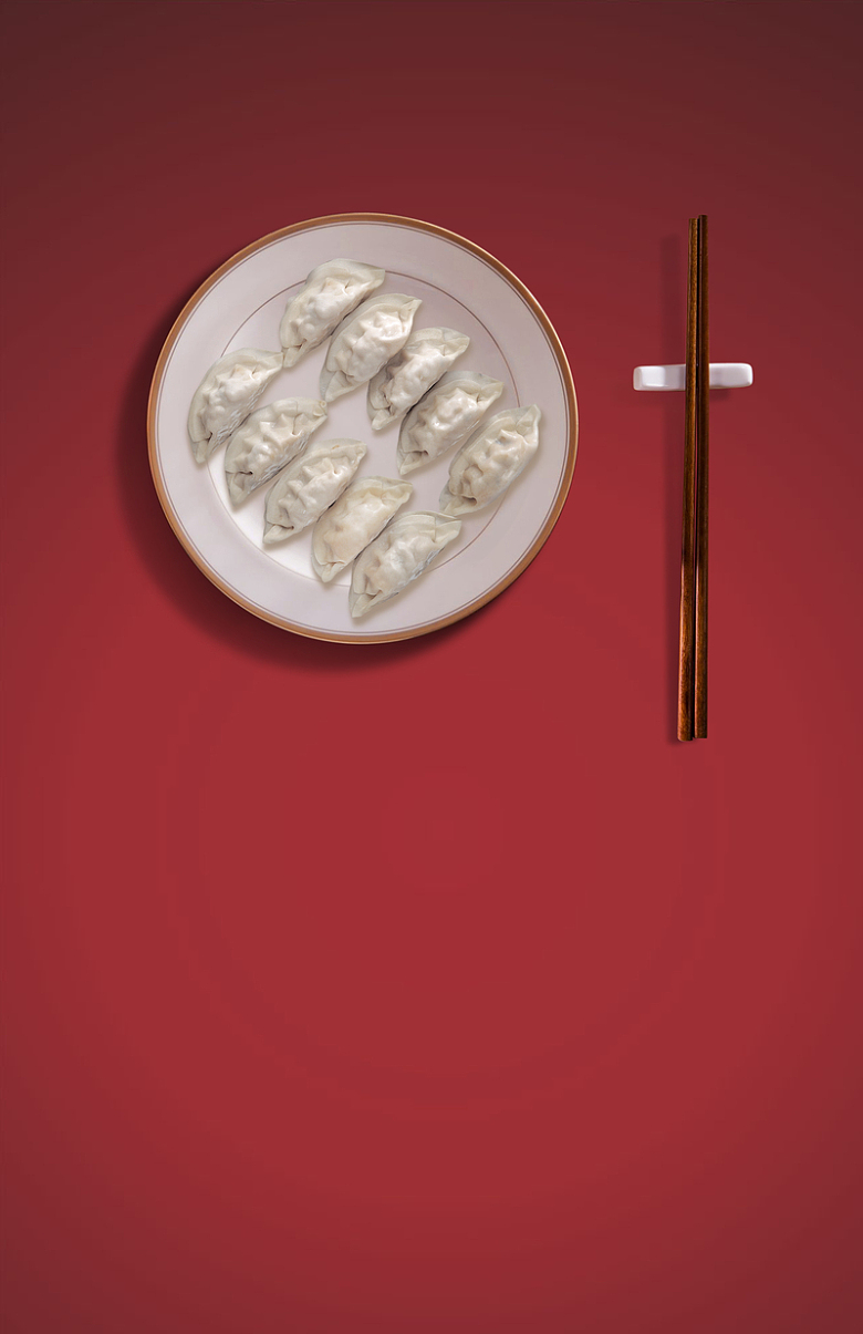 春节年味一盘饺子广告背景素材