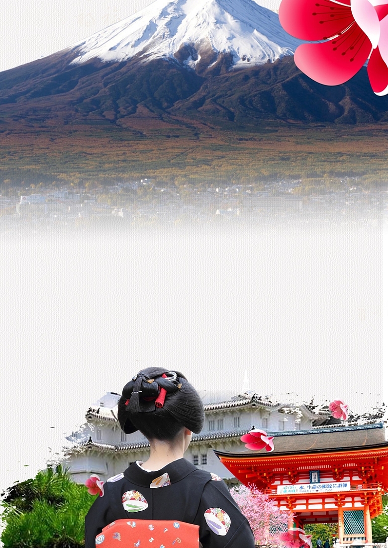 日本旅游城市印象旅游海报背景