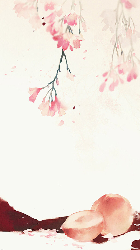 中国风梅花桃子H5背景