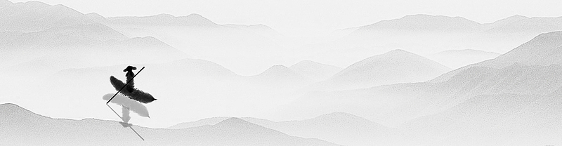 中国风水墨黑白Banner