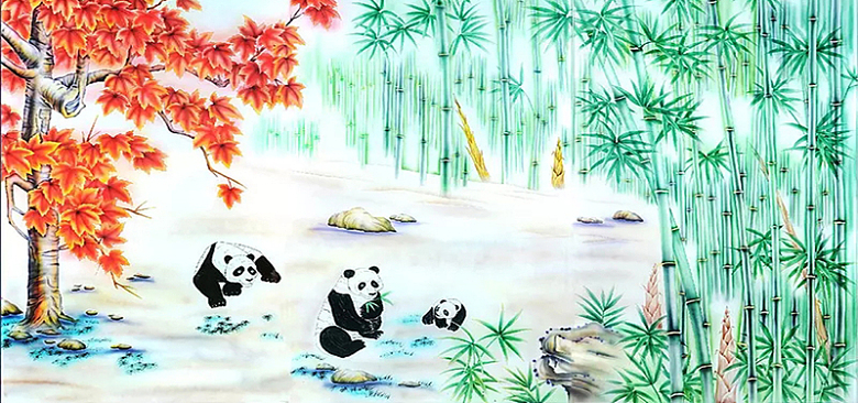 竹子与熊猫背景