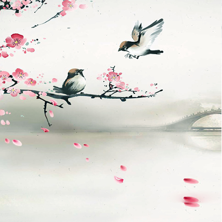 水墨桃花燕子春天主图