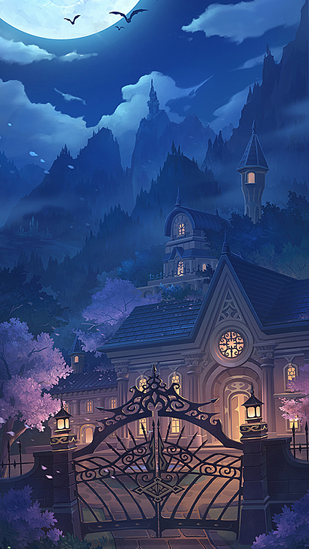 游戏背景图大月亮夜景h5背景素材