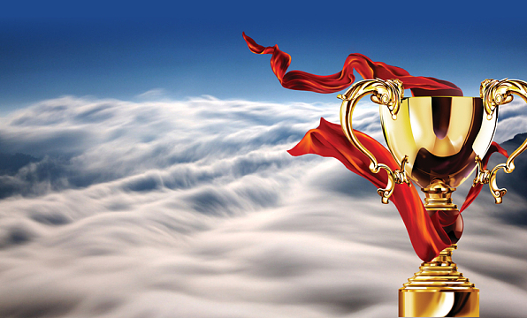 云海蓝天奖杯背景素材