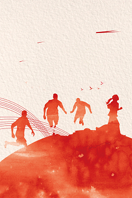 剪影奔跑吧春季运动会海报背景素材