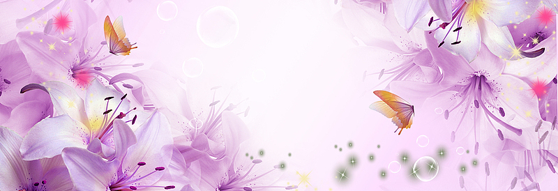 紫色唯美百合花背景banner