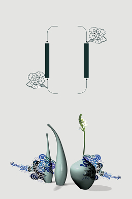 中式水墨陶瓷工艺背景素材