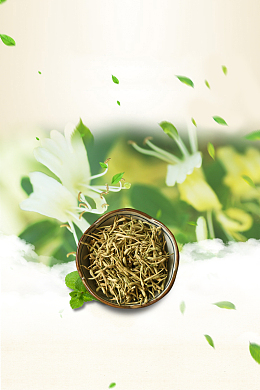 金银花茶叶草药广告海报背景素材