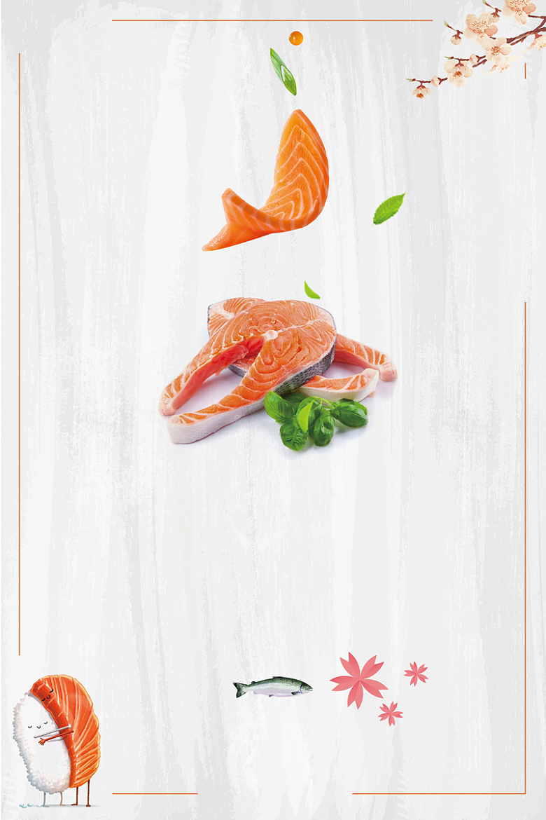 刺身三文鱼日式美食海报背景素材