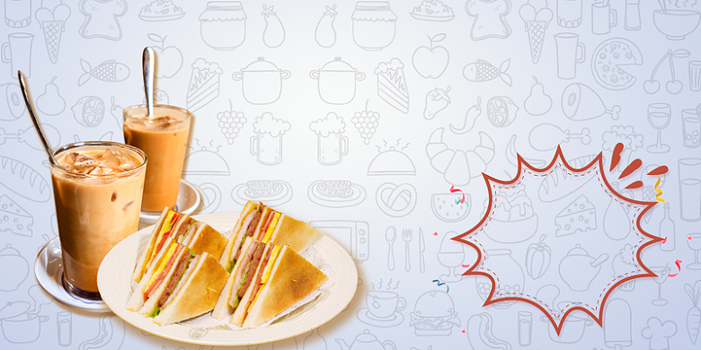 营养三明治早餐店模板海报背景素材