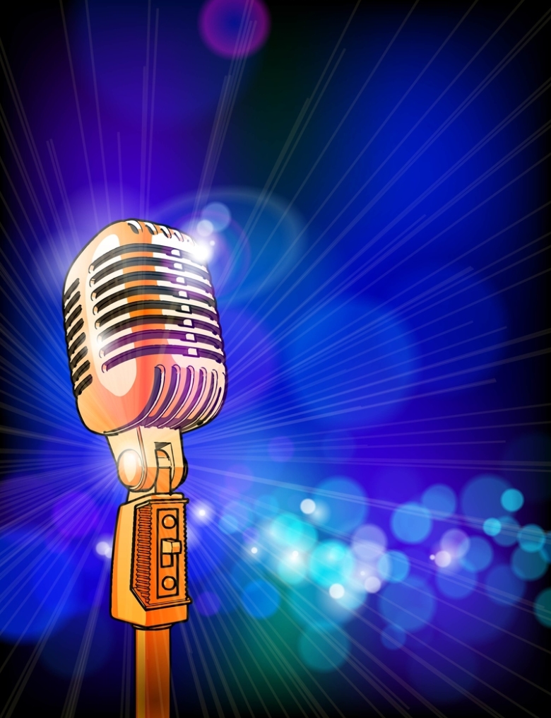 矢量梦幻歌唱麦克风背景素材