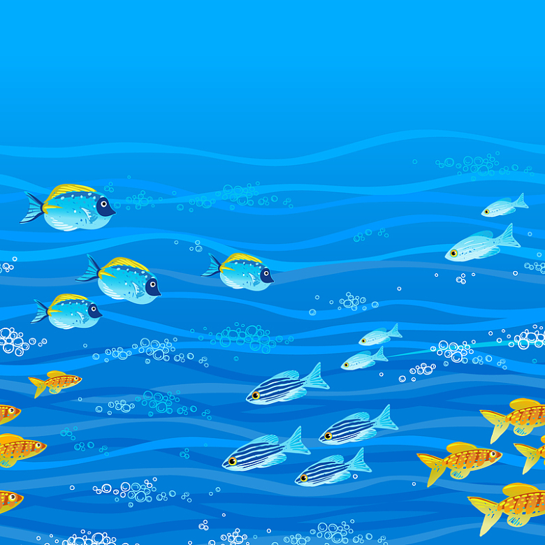 海浪波纹热带鱼海底世界矢量背景