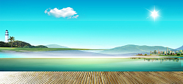 夏日海边度假背景海报