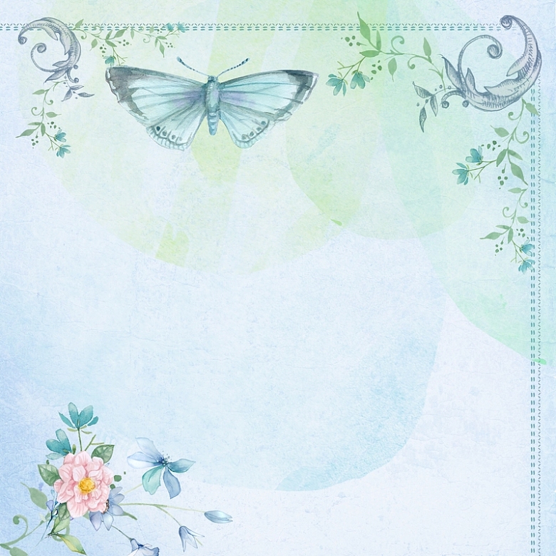 欧式小清新蓝色蝴蝶设计背景素材