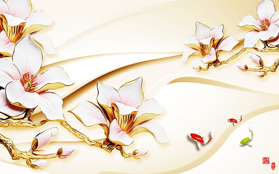 玉兰花背景墙背景模板