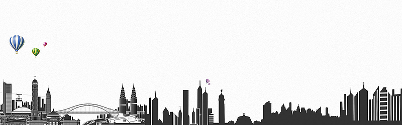 城市建筑剪影小清新banner