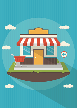 卡通扁平商店店铺海报背景素材