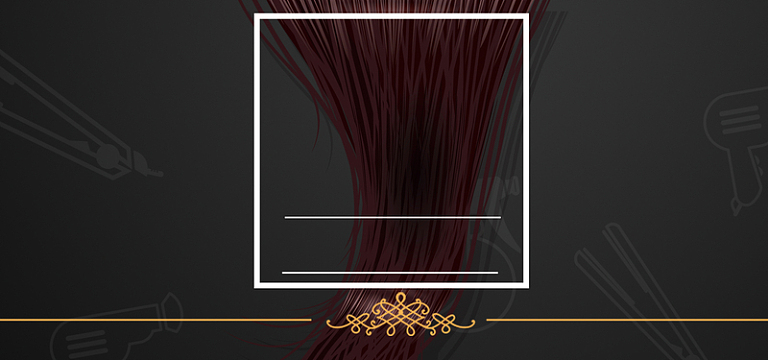 理发店黑色背景简约风格海报banner