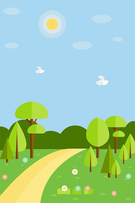 扁平可爱森林卡通插画矢量