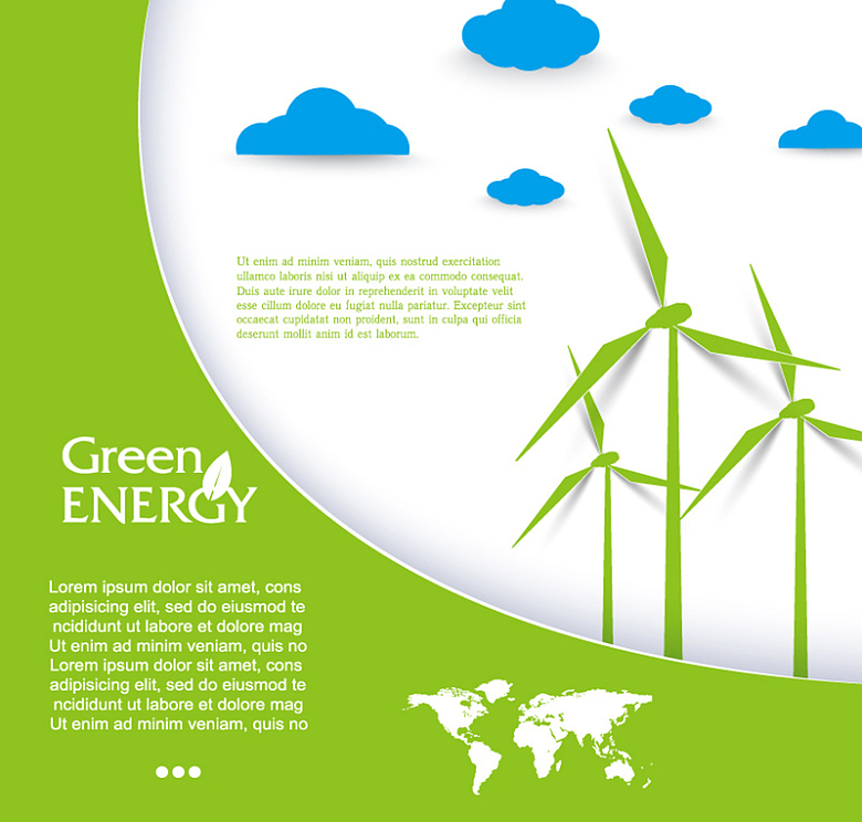 卡通绿色能源背景矢量图