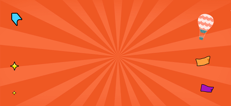 扁平橘红色卡通图案海报banner背景