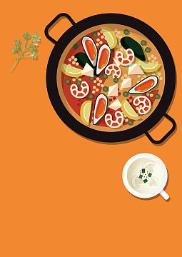 黄色扁平化火锅促销海报背景素材