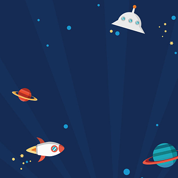 蓝色扁平星空宇宙飞船发射主图