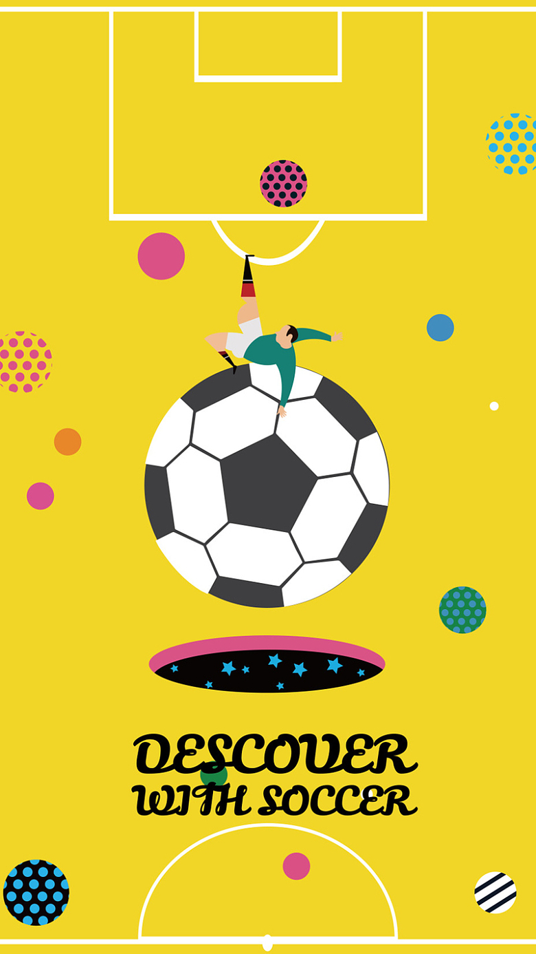 黄色抽象足球元素背景图