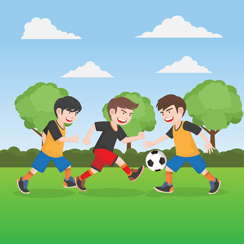 卡通儿童踢足球运动背景素材