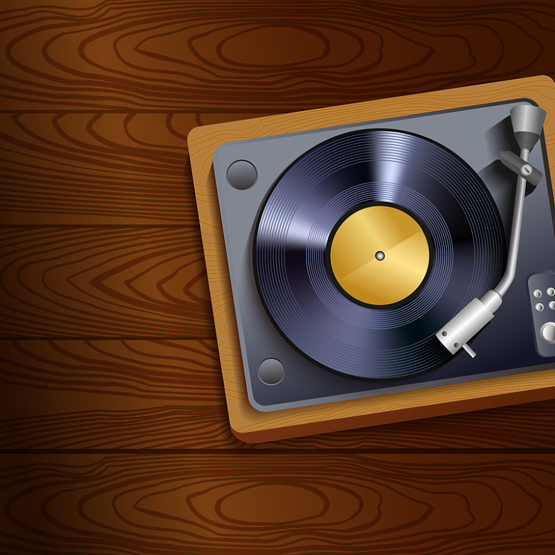 唱片播放器木板纹理质感背景素材