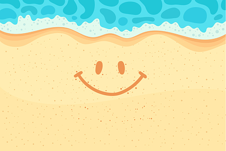 卡通冰爽夏日清凉出行海岸度假沙滩背景素材