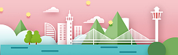 城市矢量扁平清新banner