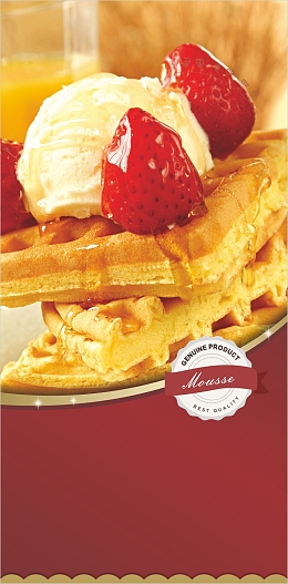 甜蜜下午茶草莓华夫饼展板背景图