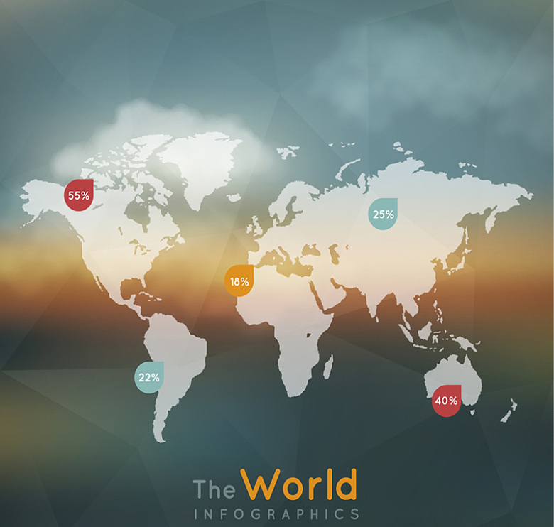 创意世界地图商务信息图矢量图