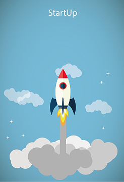 卡通升空的火箭海报背景素材