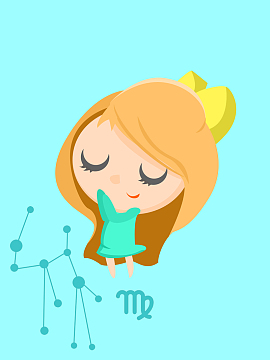 星座双子座卡通图案背景素材(3535x2500)psdpng简约手绘十二星座双鱼