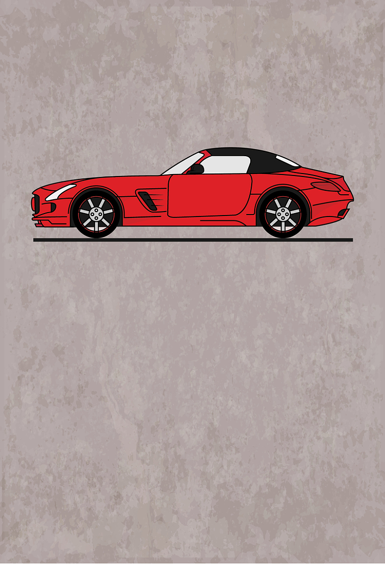 扁平化红色跑车汽车海报背景素材