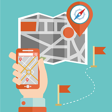 卡通扁平手机导航地图背景素材