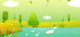 春季唯美动漫风风光绿色banner
