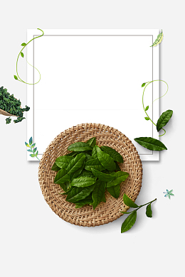 生态绿茶白色简约促销海报