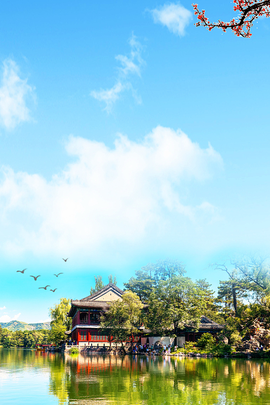 夏季避暑承德避暑山庄旅游海报