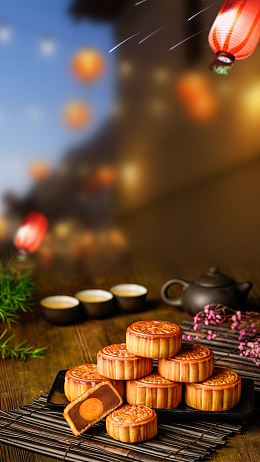 中秋节吃月饼PSD分层H5