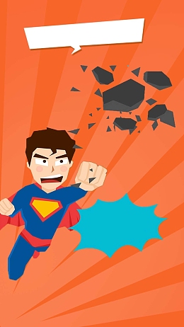 扁平化红色放射背景超人手机背景