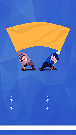 蓝色几何招聘H5海报背景psd源文件下载