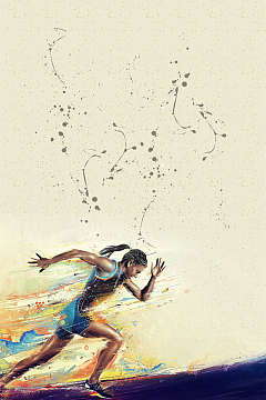风中奔跑的女人大气水墨黄色banner
