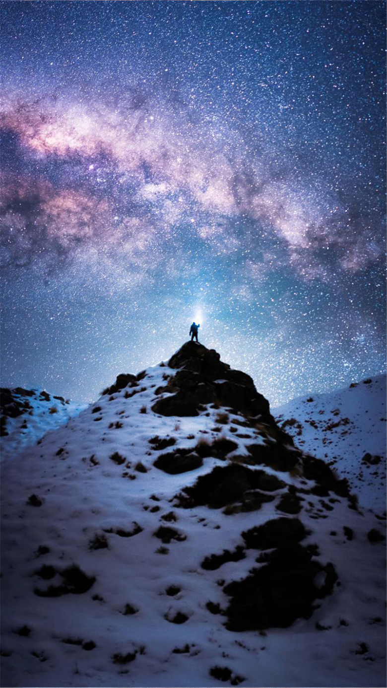 星空山峰山顶背景