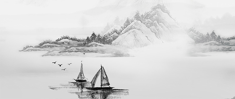 黑白水墨画海报背景